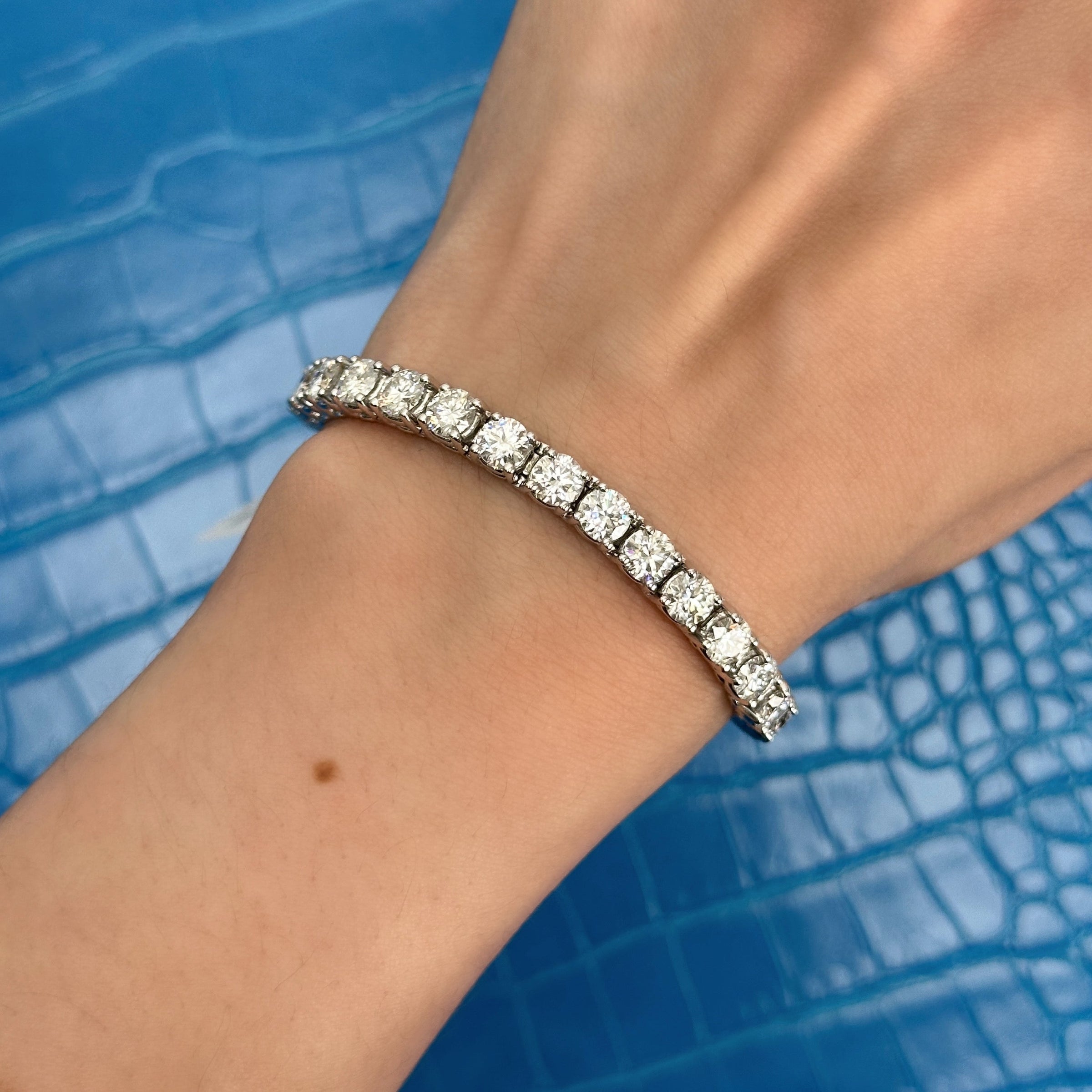 13.00ct. Diamond Tennis Bracelet Set In 14K White Gold, Round Cut , Lab Grown