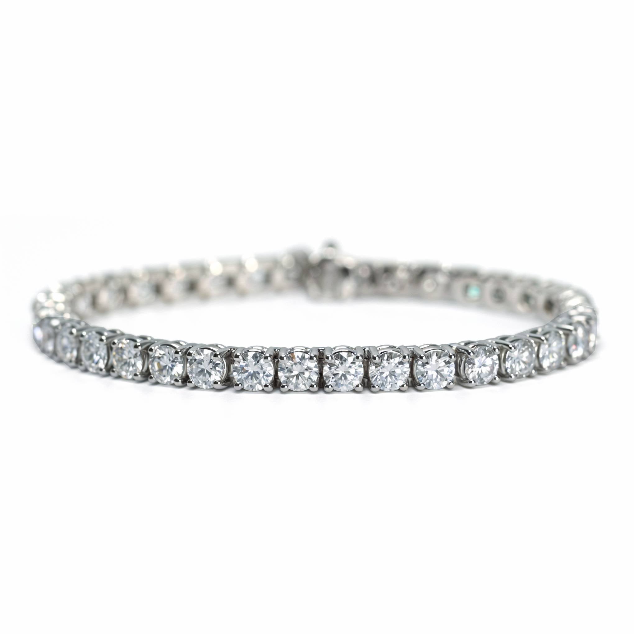 13.00ct. Diamond Tennis Bracelet Set In 14K White Gold, Round Cut , Lab Grown