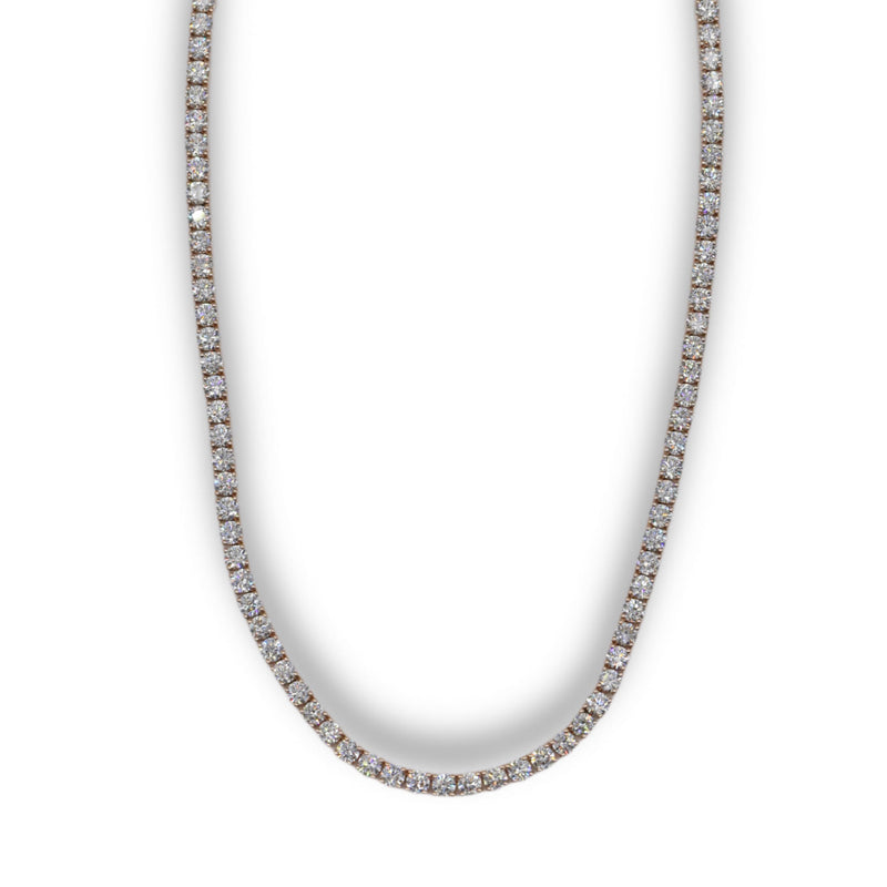 15.00ct. Diamond Tennis Bracelet Set In 14K Rose Gold, Prong Set Round Brilliant Cut