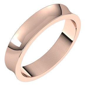 14K Rose 4 mm Concave Light Band Size 10