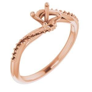 14K Rose 5.2 mm Round Engagement Ring Mounting