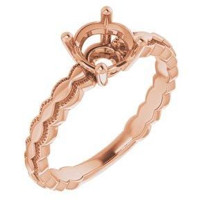 14K Rose 6.5 mm Round Solitaire Engagement Ring Mounting