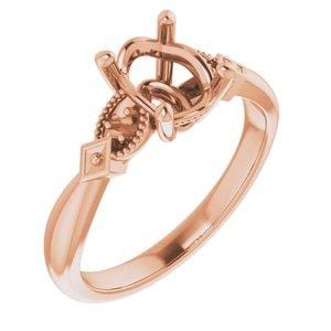 14K Rose 8x6 mm Oval Engagement Ring Mounting