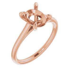 14K Rose  9x7 mm Oval Solitaire Engagement Ring Mounting
