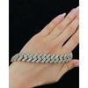 16.80ct. Natural Diamond Cuban Bracelet Set In 14K White & Rose Gold, Round Brilliant Cut
