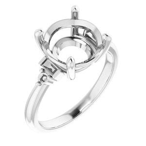 14K White 10 mm Round Engagement Ring Mounting