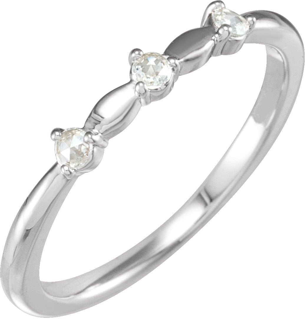 14K White 1/10 CTW Rose-Cut Diamond Stackable Ring