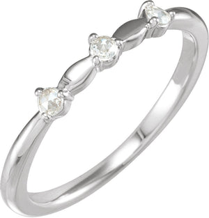 14K White 1/10 CTW Rose-Cut Diamond Stackable Ring