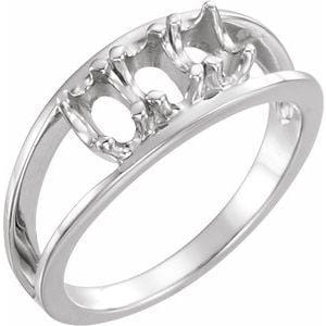 14K White 3-Stone Family Ring Mounting
