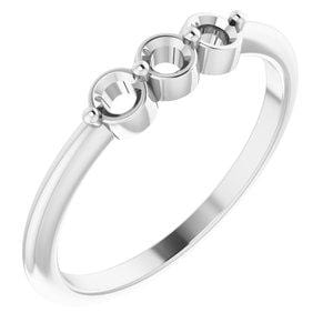 14K White 3-Stone Family Ring Mounting