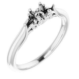 14K White 4.1 mm Round Engagement Ring Mounting