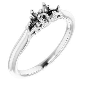 14K White 4.4 mm Round Engagement Ring Mounting