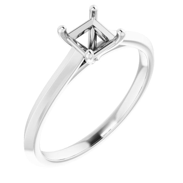 14K White 4.5 mm Square Solitaire Engagement Ring Mounting