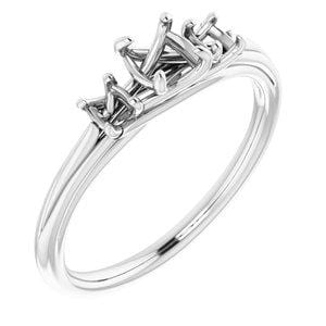 14K White 4.8 mm Round 3-Stone Engagement Ring Mounting