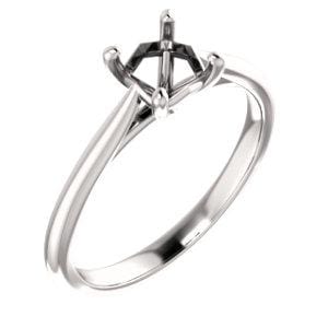 14K White 5 mm Asscher Solitaire Engagement Ring Mounting