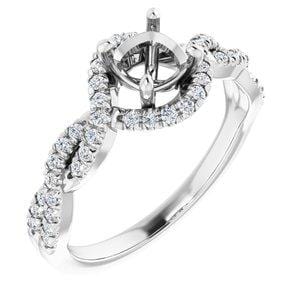 14K White 5 mm Cushion 1/4 CTW Diamond Semi-Set Engagement Ring