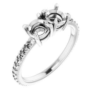 14K White 5.2 mm Round Engagement Ring Mounting