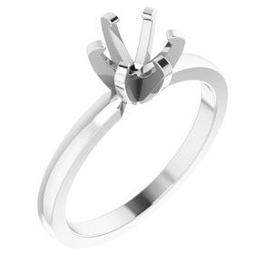 14K White 5.7-6 mm Round Solitaire Engagement Ring Mounting