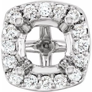 14K White 6 mm Cushion 1/5 CTW Natural Diamond Semi-Set Halo-Style Peg Setting