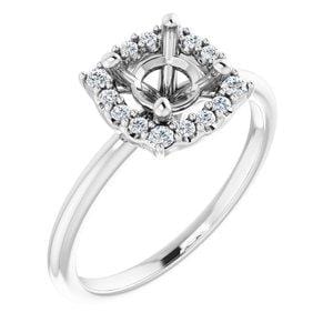 14K White 6.5 mm Round 1/6 CTW Natural Diamond Semi-Set Halo-Style Engagement Ring