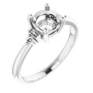 14K White 6.5 mm Round Engagement Ring Mounting