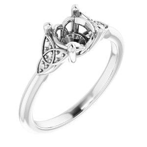 14K White 6.5 mm Round Engagement Ring Mounting