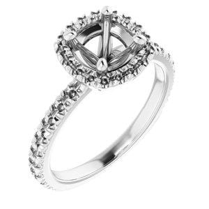 14K White 6.5 mm Round Engagement Ring Mounting