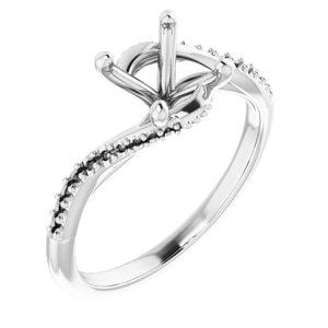 14K White 7 mm Round Engagement Ring Mounting