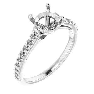 14K White 7 mm Round Engagement Ring Mounting