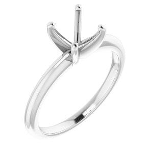14K White  7 mm Round Solitaire Engagement Ring Mounting