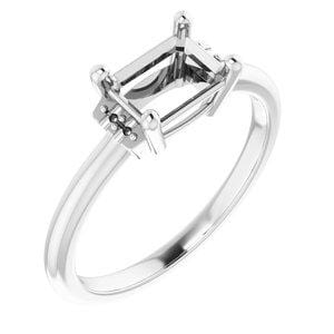 14K White 7x5 mm Emerald Engagement Ring Mounting