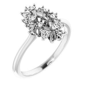 14K White 8x4 mm Marquise Engagement Ring Mounting