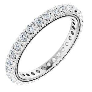 14K White 9/10 CTW Natural Diamond Eternity Band Size 7