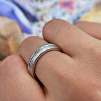 14k White Gold Band features 0.12ct. Princess Cut Diamonds BA-2100