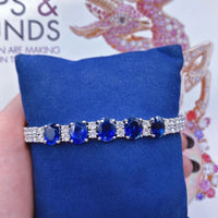 10.00ct. Natural Diamond Bracelet Set In 14K White Gold, Round Oval Cut