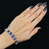 10.00ct. Natural Diamond Bracelet Set In 14K White Gold, Round Oval Cut