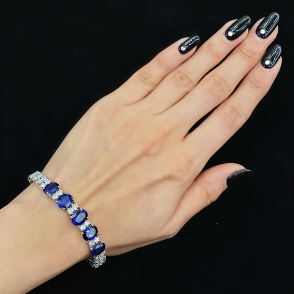 10.00ct. Natural Diamond Bracelet Set In 14K White Gold, Round Oval Cut