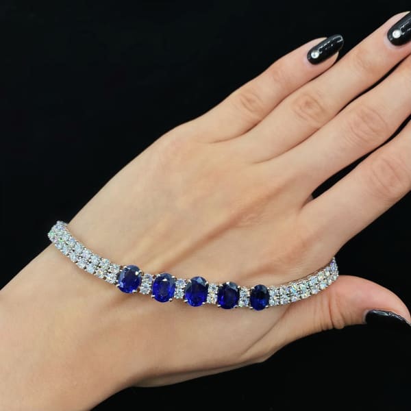 10.00ct. Natural Diamond Bracelet Set In 14K White Gold, Round Oval Cut