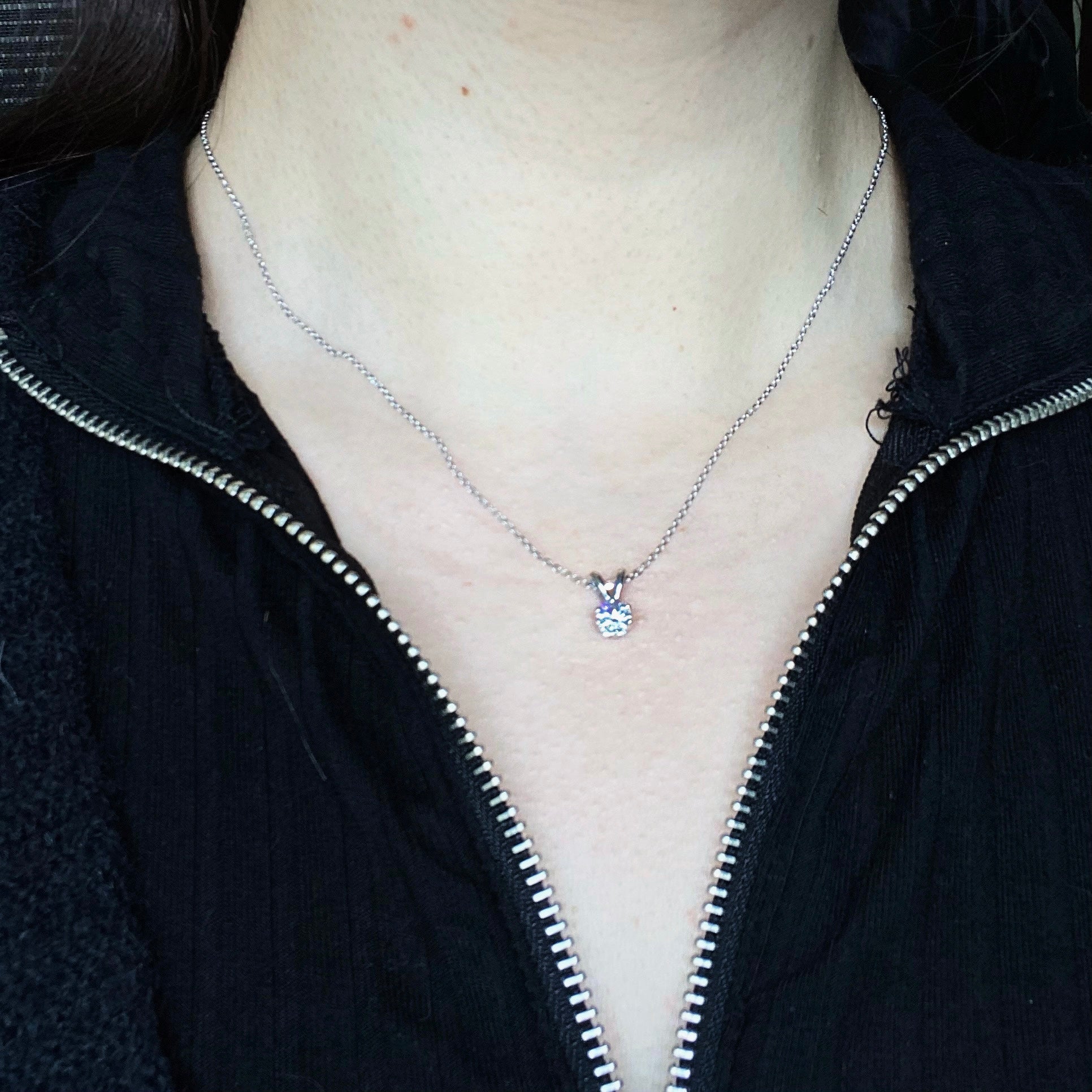 0.35ct. Natural Diamond Pendant Set In 14K White Gold