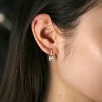 1.50ct. Diamond Earrings Set In 14K White Gold, Round & Baguette Cut