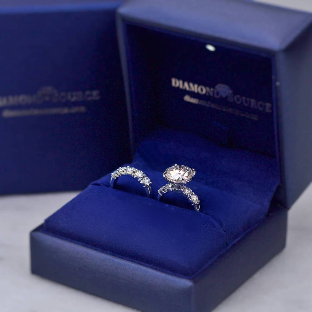 14k White Gold Engagement Ring Set with 6.00ct Center Lab-grown Round Cut Diamond SET-1762500
