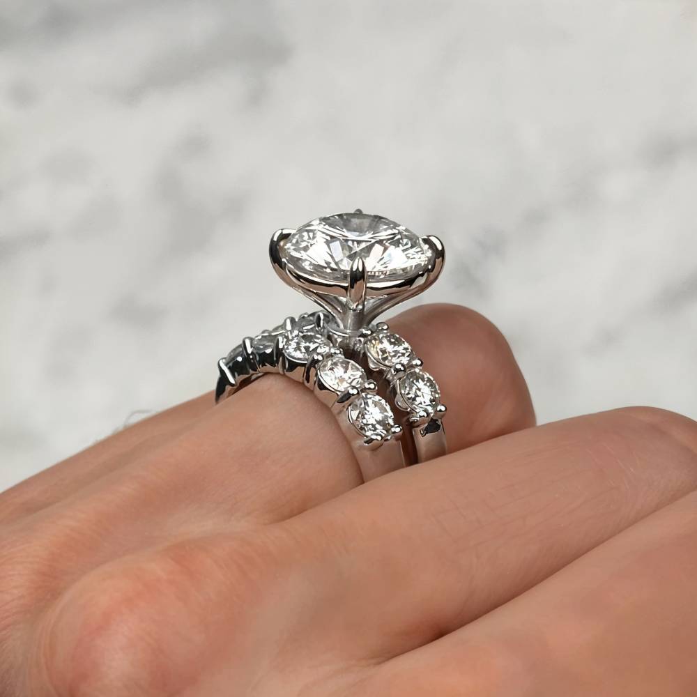 14k White Gold Engagement Ring Set with 6.00ct Center Lab-grown Round Cut Diamond SET-1762500