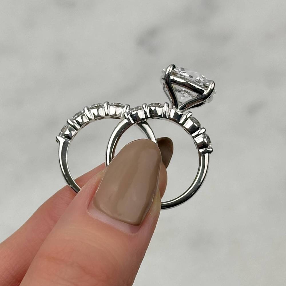 14k White Gold Engagement Ring Set with 6.00ct Center Lab-grown Round Cut Diamond SET-1762500