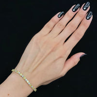 13.5ct. Natural Diamond Bracelet Set In 14K White Gold, Round Oval Cut