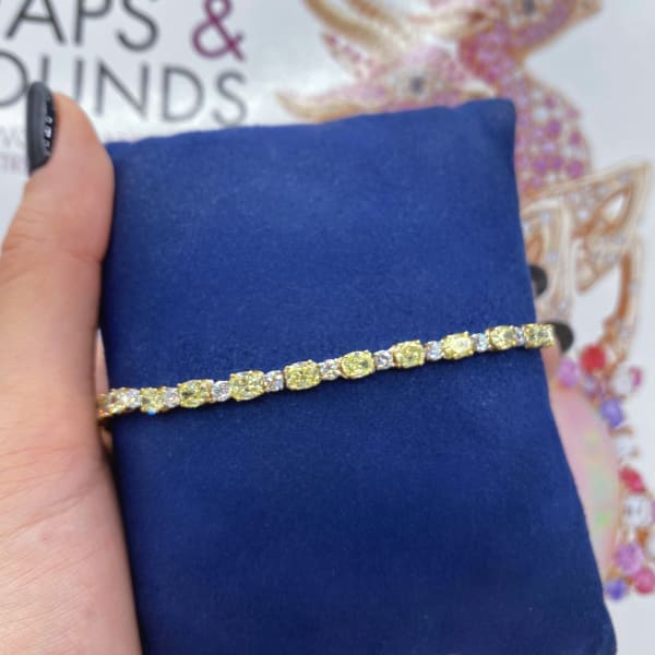 13.5ct. Natural Diamond Bracelet Set In 14K White Gold, Round Oval Cut