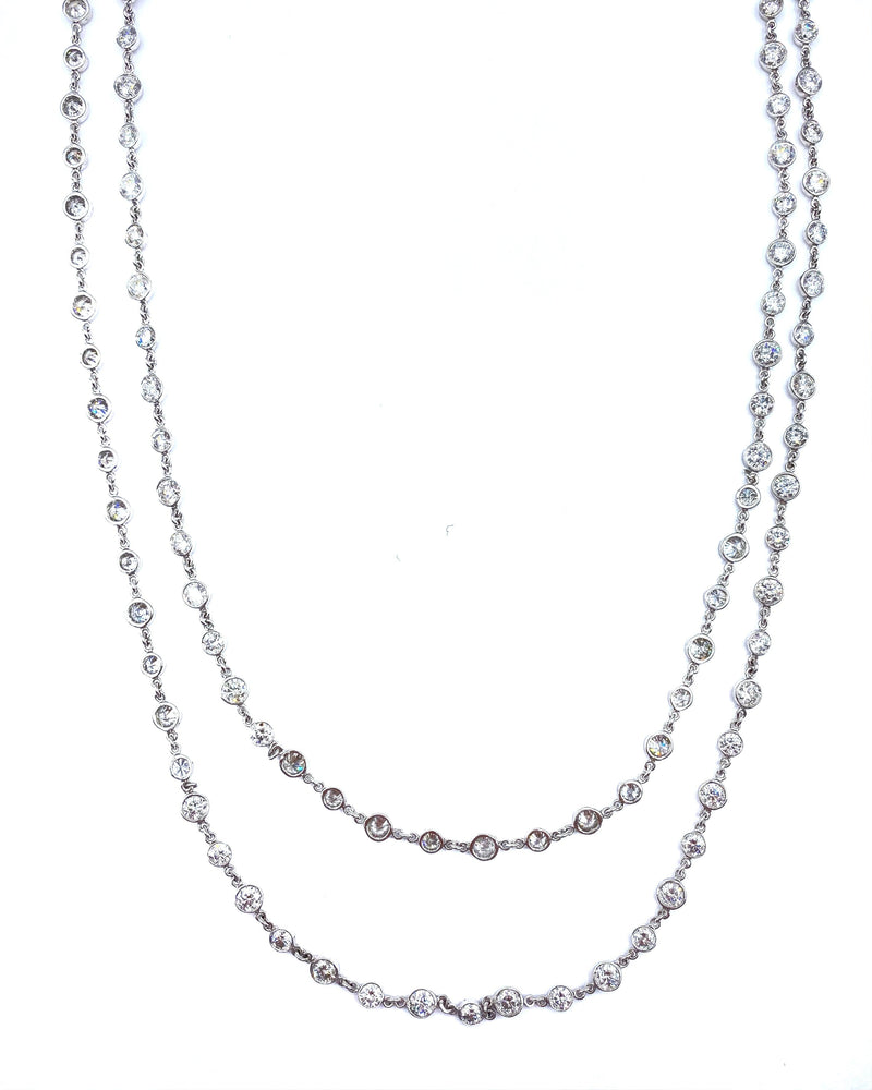 20.00ct. Diamond Necklace Set In 14K White Gold, Round Brilliant Cut
