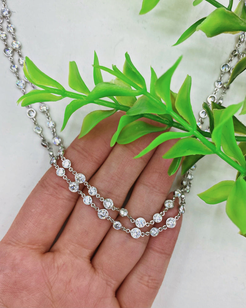 20.00ct. Diamond Necklace Set In 14K White Gold, Round Brilliant Cut
