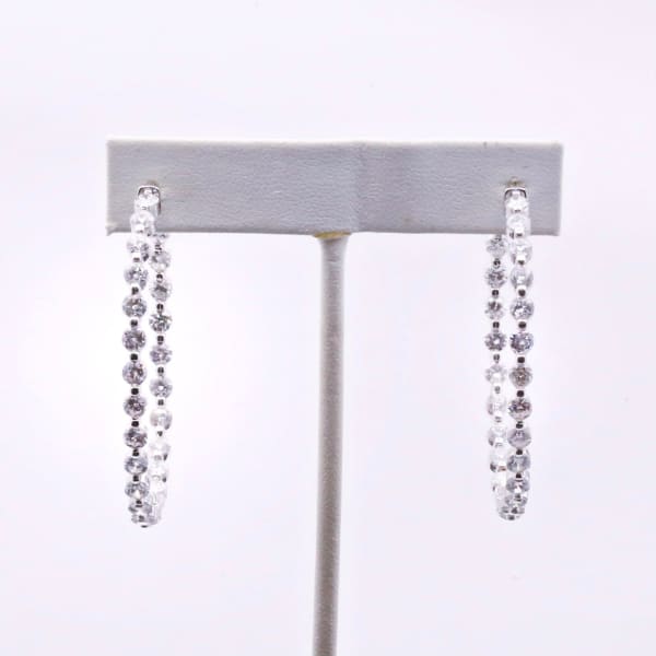 14.00ct. Natural Diamond Hoops Set In 14K White Gold