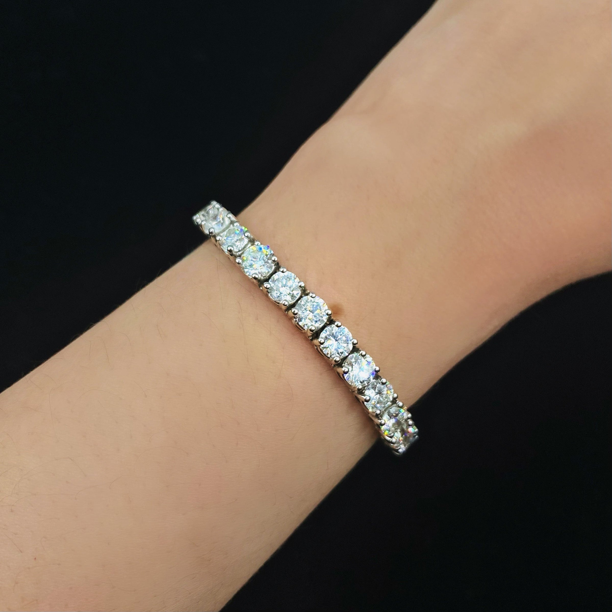 15.6ct. Natural Diamond Tennis Bracelet Set In 14K White Gold, Round Cut