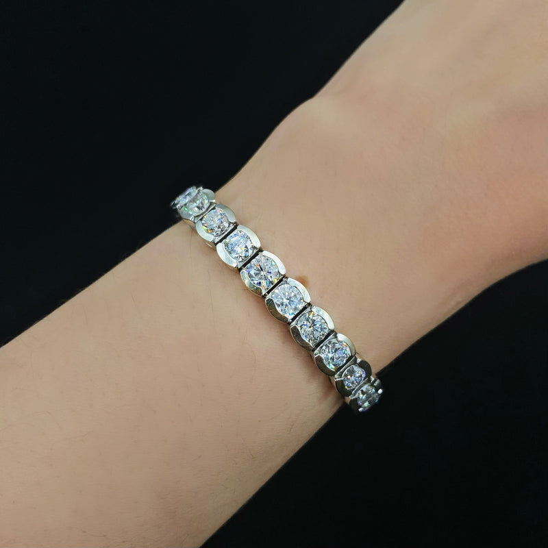 13.15ct. Natural Diamond 37 Stone Tennis Bracelet Set In 14K White Gold, Round Cut